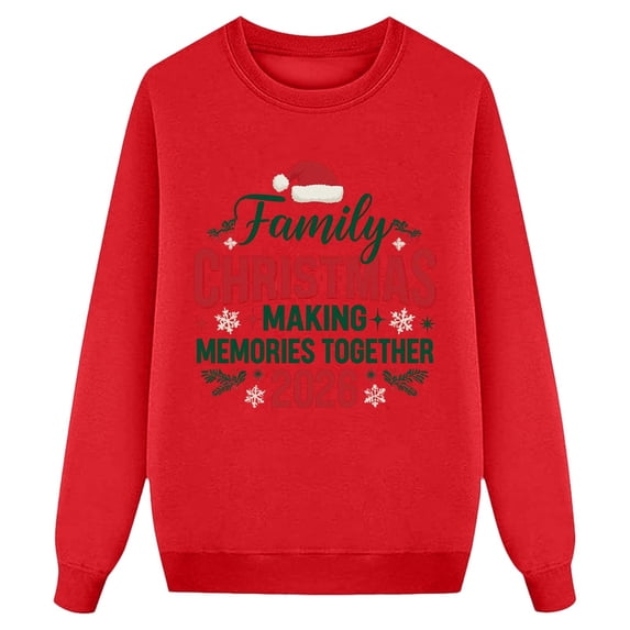 2026 Family Christmas Matching Sweatshirts, Xmas Crewneck Long Sleeve Relaxed Fit, Fall Party Graphic Tops S-XXL