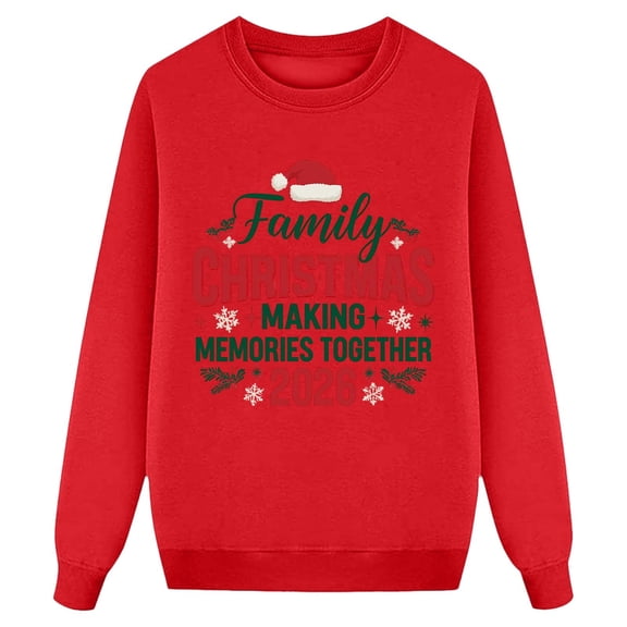 2026 Family Christmas Matching Sweatshirts, Xmas Crewneck Long Sleeve Relaxed Fit, Fall Party Graphic Tops S-XXL