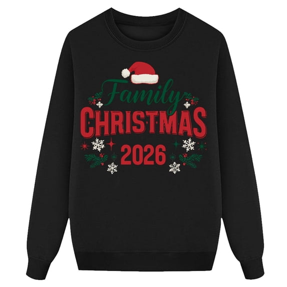 2026 Family Christmas Matching Sweatshirts, Xmas Crewneck Long Sleeve Relaxed Fit, Fall Party Graphic Tops S-XXL