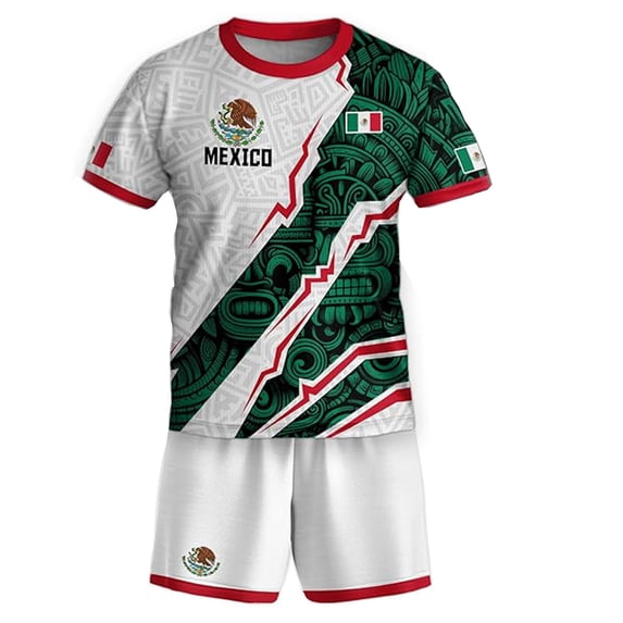 2026 Fan Soccer Collection for Boys - Kids Football Shirt and Shorts Set International Retro Streetwear Youth Training Uniform Athletic Outfit Ages 3-14(White2/160)