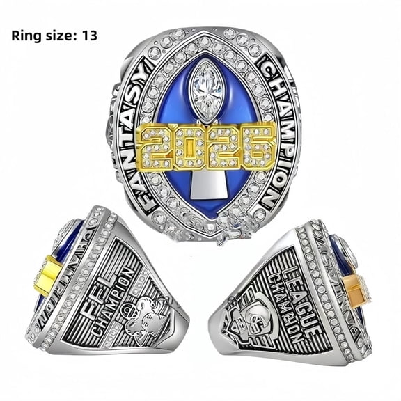 2026 Fantasy Football Championship Ring with Box - Winner Trophy for Premier League Champions Gift for Boyfriend on Valentine's Day