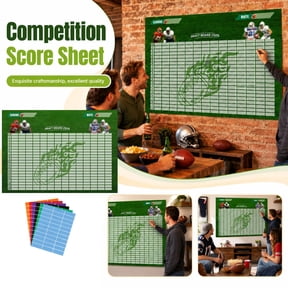2026 Fantasy Football Draft Board with Reusable, 43 X 63 Inches, Neon Football Design, for Game Night, Wall Hanging Decoration