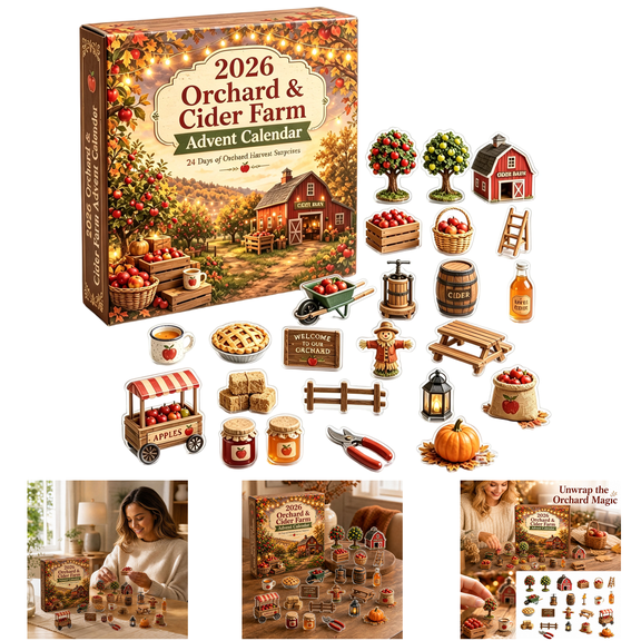 2026 Farmhouse Advent Calendar, Apple Orchard Cider Themed Mini Acrylic Decor Set, Christmas Countdown Ornament Gift for All Ages