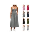thumbnail image 1 of 2026 Fashion Women Dresses Summer Fashion Solid Color Loose Sleeveless V-neck Double Pocket Dress S-2XL, 1 of 9