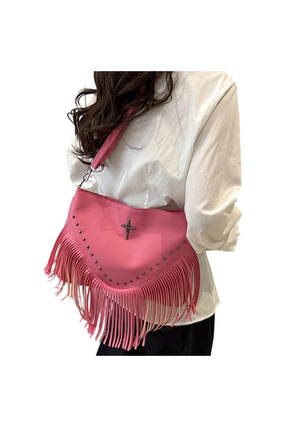 2026 Fasion Soft Messenger with Studs and Fringe for Casual Daily Use