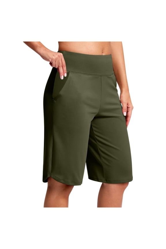 2026 Fathion Women's Gym Shorts Summer Plus Size Drying Tight Elastic Comfortable Fitness Pocket Side Slits Pants Yoga Pants