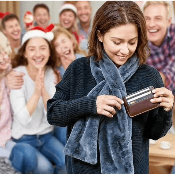 2026 Faux Fur Scarf With Hidden Zipper Pocket For Women,Soft Cozy And Warm Cell Phone And Valuables Winter Accessory