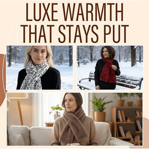 2026 Faux Fur Scarf With Hidden Zipper Pocket for Cell Phone and Valuables, Cozy Wrap Secure Concealed Storage