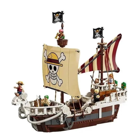 2026 Figurine One Piece Series Trendy Going Merry Pirate Ship Building Blocks Boys Assembly Toy Adults'S Surprise Friends Gifts