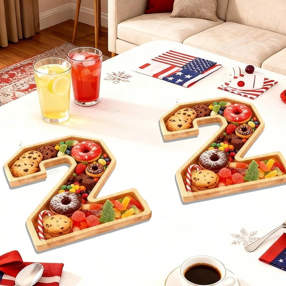 2026 Fillable Charcuterie Number Shaped Serving Tray, Washable Food Dish Plate, Charcuterie Board, Graduation Party Decoration