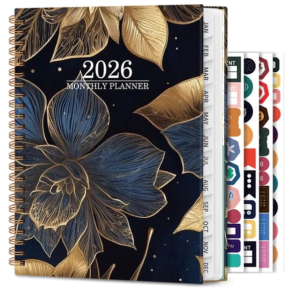 2026 Floral Design Academic Planner Organizer with Monthly Weekly Daily Scheduling Pages for Goal Setting and Productivity Tracking