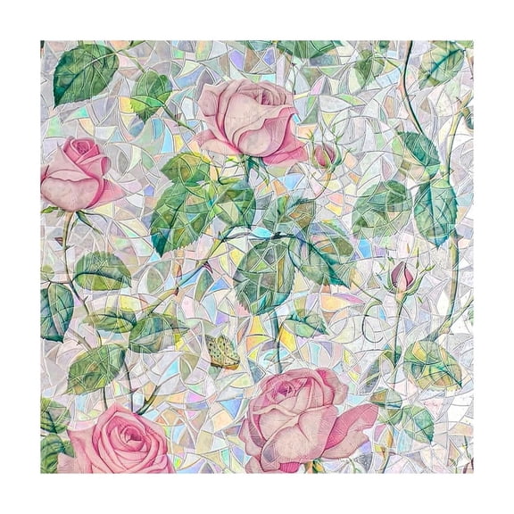 2026 Floral Design Window Privacy Film 3D Transparent Static Cling for Heat Insulation and Blocking in Home