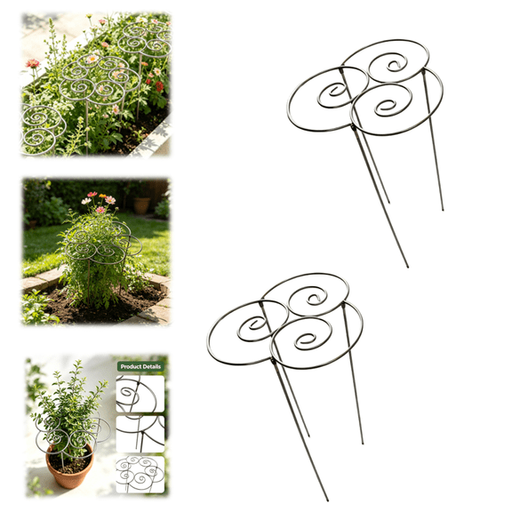 2026 Flower Support Rings, Peony cage Plant Support Stake,Grow Through Grid Plant Brace, Hoops with 3 Pcs Legs for Heavy Blossoms 1pcs
