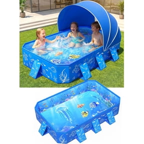 2026 Foldable Kiddie Pool with Canopy,Baby Swimming Pool for Toddler,Non-Inflatable Toddler Pool,Foldable Kiddie Pool with Shade,Kid Pool for Backyard,Pop up Kiddie Beach Pool 53''*40''*33''
