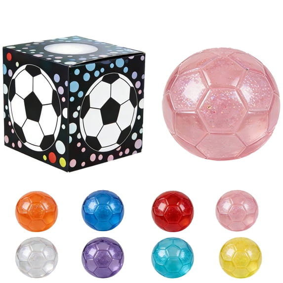 2026 Football Squishies Toys, Giant Glitter Football, Colorful Football Stress Balls Fidget Sensory Toys,Squeeze Dough Ball Stress Relief Hand Toys Soccer Fan Gear Father's Day Gifts Pink
