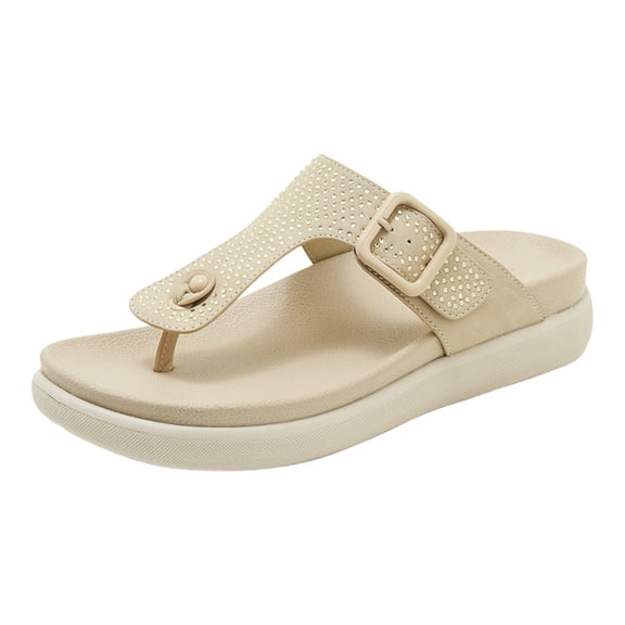 2026 Foreign Trade Hot Item Rhinestone Toe Sandals Comfortable Thick Bottom Slippers