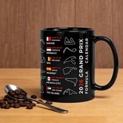 2026 Formula Racing Season Calendar Mug,Black Ceramic Coffee Cup 11oz, Featuring Grand Prix Circuit Layouts & Dates for Racing Lovers Gifts For Man Woman Love Racing Funny Cups