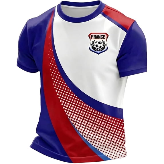 2026 France Soccer Jersey Men, French Jersey Soccer Short Sleeve Fan Tee, Football T-Shirt, Plus Size Available, Maillot De France Adult Casual Sports Training Summer Tee for Adult