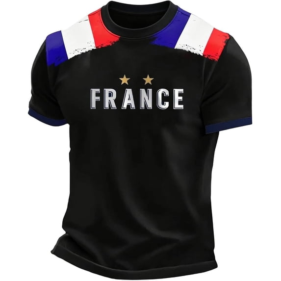 2026 France Soccer Jersey Men, French Jersey Soccer Short Sleeve Fan Tee, Football T-Shirt, Plus Size Available, Maillot De France Adult Casual Sports Training Summer Tee for Adult