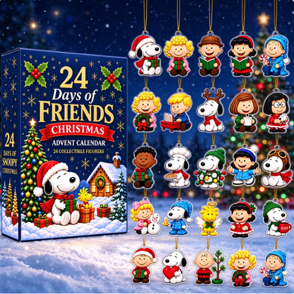 2026 Friends 24 Days Advent Calendar, Christmas Surprise Gift Box, 2D Acrylic Character Ornaments, Reusable Xmas Tree Decorations