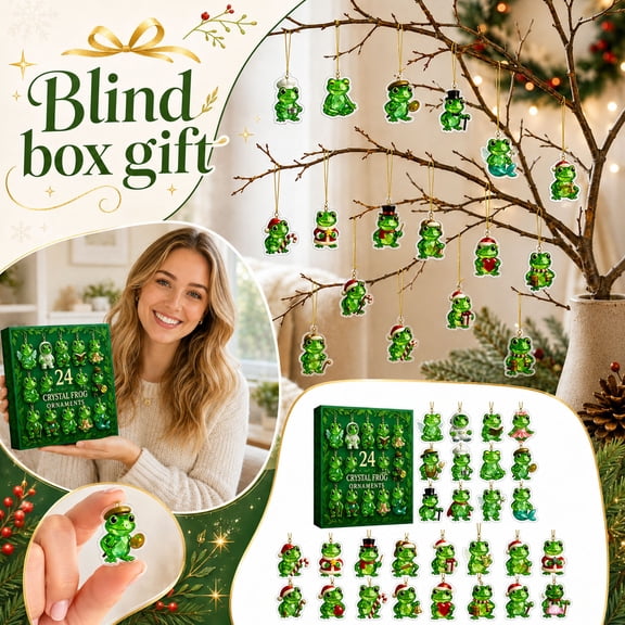 2026 Frog Advent Calendar, 24 Days 2D Acrylic Christmas Countdown Ornaments, Crystal Frog Tree Decor for Kids Adults, Holiday Gift for Frog Lovers