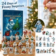 2026 Frosty Yeti Advent Calendar, 24 Day Christmas Countdown Calendar with 24Pcs 2D Flat Snow Yeti Hanging Ornaments, Winter Xmas Tree Decor Surprise Gift Set