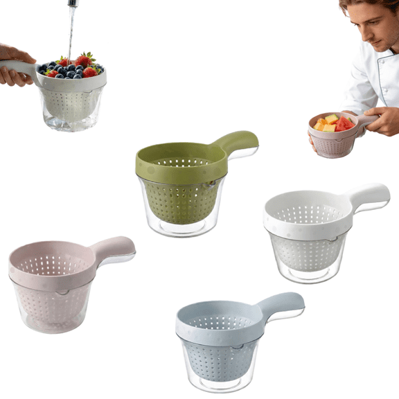 2026 Fruit Colander and Dual Layer Draining Basket,2 in 1 Fruit Washing Bowl with Strainer, Double Layer Plastic Drain Bowl, Suitable for Vegetables and Fruits