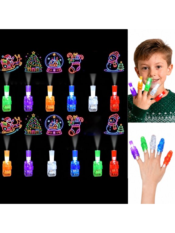 2026 Fun 36pcs Christmas Finger Lights Toys, Christmas Party Favors for Kids LED Light Up Rings for Boys Girls Classroom Rewards, Xmas Stocking Stuffer Sock Filler Holiday Gifts