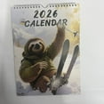 thumbnail image 1 of 2026 Fun Sloth Wall Calendar, Animal Calendar 2026, Sloth Skiing 12 Month Planner, Funny Wall Calendars With Note Space, Thick Paper Calendars For Home Office School, 8.21x11in, 1 of 4