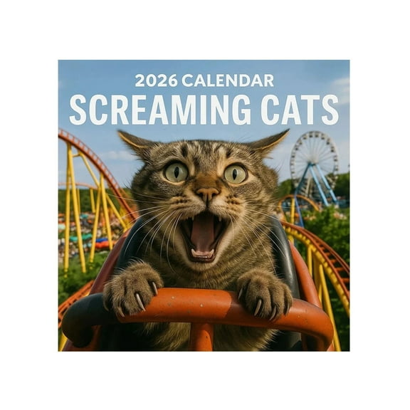 2026 Funny Screaming Cat Wall Calendar, Cute and Humorous Gift for Family and Friends, Great for Home, Office, and Cat Lover Decor,A