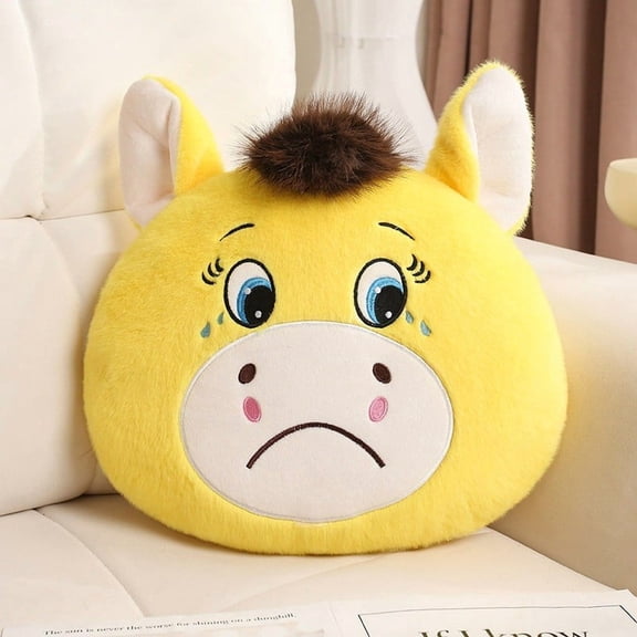 2026 Funny Smiling/Crying Horse Throw Pillow for Home Decor, Versatile Lumbar Support & Travel Cushion, Perfect Gift Idea for All Ages, Mood-Enhancing Accent for Couch or Office