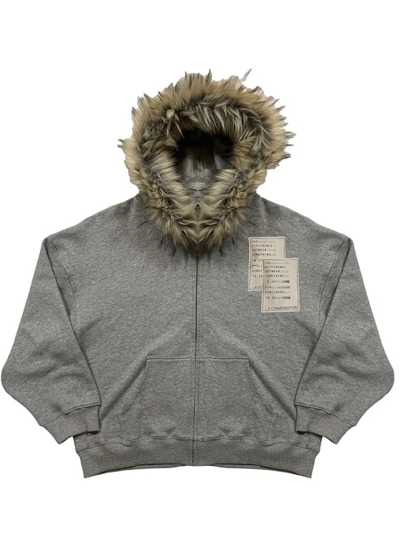 2026 Furry Hood Zip Up Sweatshirt Men Y2K Goth Graphic Print Oversized Hoodie Emo Grunge Style Winter Streetwear Jacket