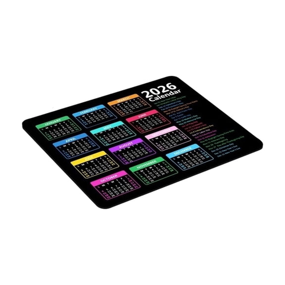 2026 Gaming Pad Printed Full Year Calendar Slip Proof Base Low Frictions Daily Planner Mousepad