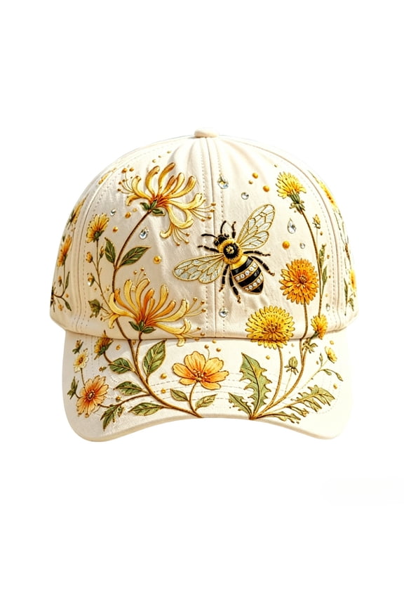 2026 Garden Morning Baseball Cap,22-23.6" Adjustable Cotton Hummingbird Bee Flowers Baseball Hat,Lightweight Breathable Printed Cotten Hat,Walk Baseball Hat For Casual Daliy Wear For Women