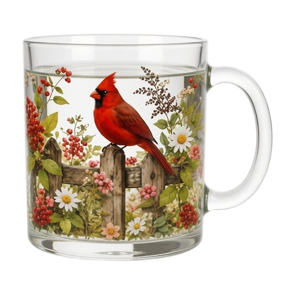 2026 Garden Morning Bliss Glass Tea Cup, Floral Glass Coffee Mug for Women, Vintage Botanical Drinking Cup, Aesthetic Garden Inspired Tumbler for Home, Gift for Friends