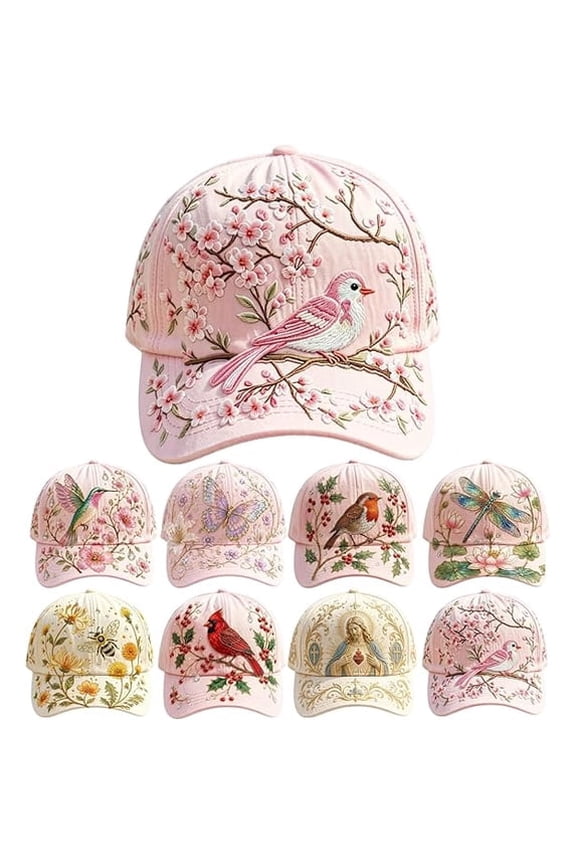 2026 Garden Morning Cap,Adjustable Floral Animal Print Hat,Breathable & Comfortable Fit Hat,Packable Sun Hat for Casual Weekend Outdoor,Adjustable Lightweight Hummingbird Hat (Pink Bird)