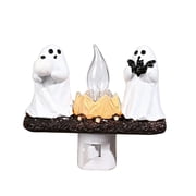 2026 Ghost Campfire Nightlight, Ghost Holding Bat And Pumpkin Plug-In Wall Flickering Flame Nightlight,Ghosts Campfire Flicker Flame Halloween Nightlight, 3D Led Campfire Night Light