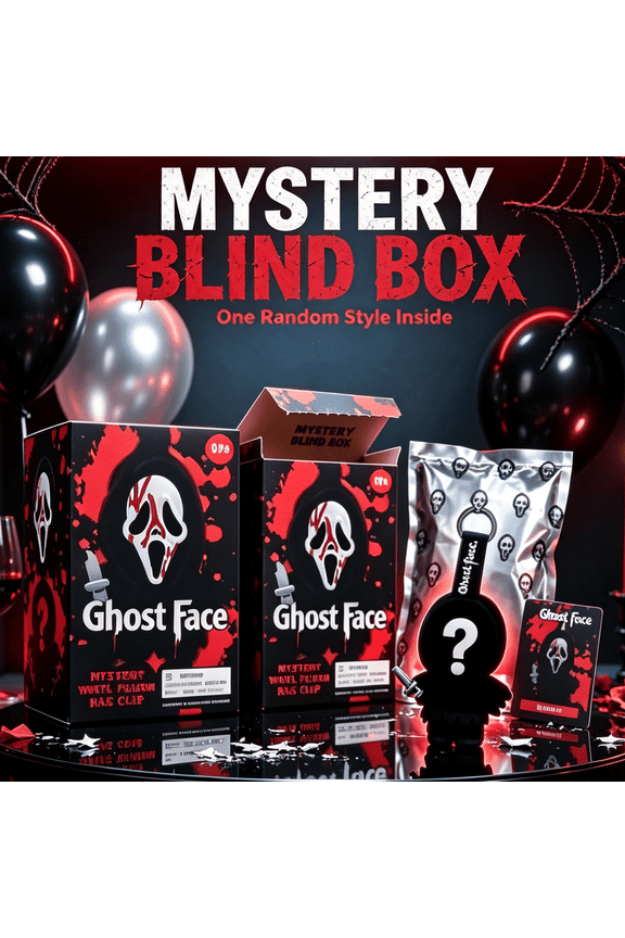 2026 Ghost Face Mystery Vinyl Plush Bag Clip, 3D Horror Mask Plush Keychain Random Style Blind Bag Accessory for Purse Backpack Collector Display, Spooky Halloween Hanger Table Ornament for Adults