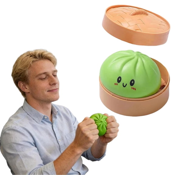 2026 Giant Dumpling Squishy, Soft Jumbo Bao Bun Stress Relief Toy, Mystery Rainbow Squishy with Decorative Steamer, Sensory Fidget for Kids & Adults, Green