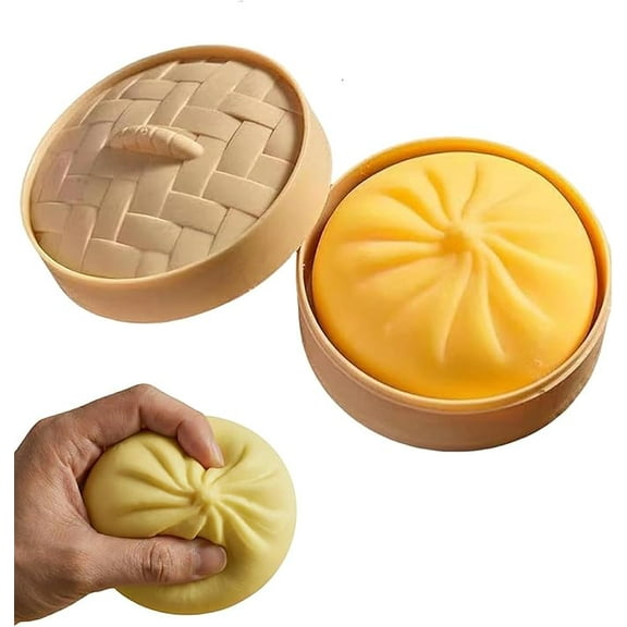 2026 Giant Glitter Dumpling Squishy with Steamer Box,Super Soft Mega Rainbow Dumplings Stress Ball,Large Anxiety Relief Slow-Rising Decompression Dough for Adults Elderly(1PCS）