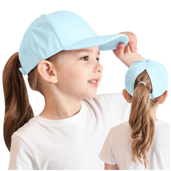 2026 Girls Criss Cross Ponytail Baseball Cap Reflective Quick Dry Hat Kids Cooling Mesh Outdoor Sports Hat