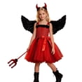 thumbnail image 1 of 2026 Girls Halloween Tutu Dress Set, 4 Piece Outfit with Feather Wings Headband Trident for Holiday Party 2-12 Years, 1 of 5