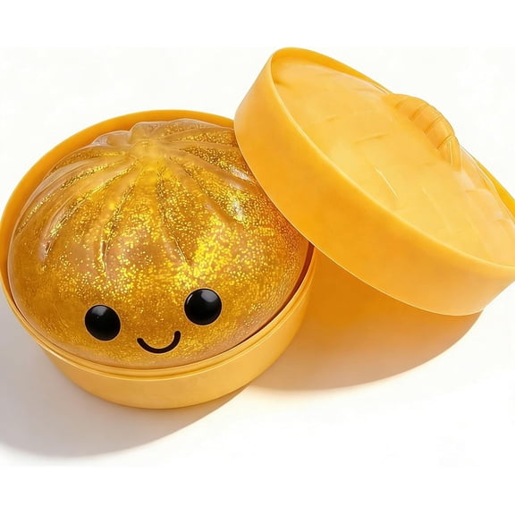 2026 Glitter Dumpling, Glitter Dumpling Squishy Box, Dumplings Squishy, Anxiety Relief Fidget, Soft Squeeze Decompression Dough (1pc-Gold)