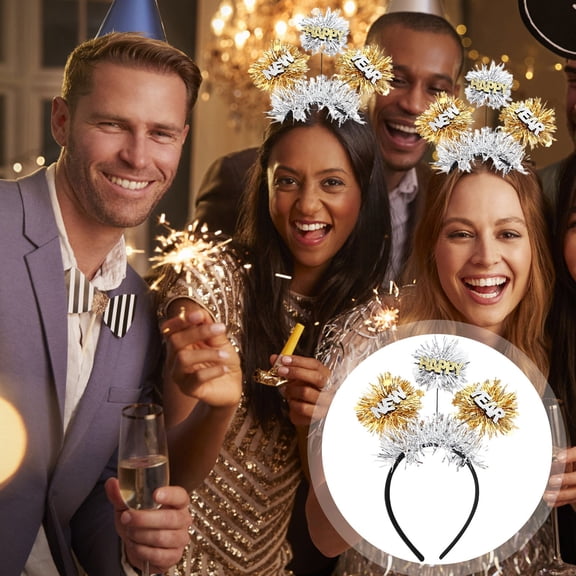 2026 Glitter Headband Sparkling New Years Eve Party Crown Headband for Women Photo Booth Prop and NYE Celebration Accessories 27*21CM