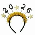 thumbnail image 1 of 2026 Glitter Headband for Women, New Year Party Hair Accessory with Stars and Ribbons, Photo Prop and Gift Idea Gold, 1 of 6