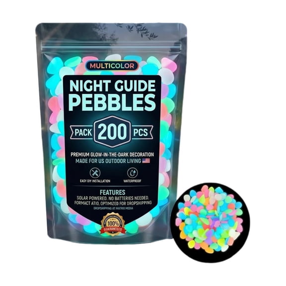 2026 Glow-in-the-Dark Garden Pebbles 200PCS, Rainbow Luminous Stepping Stones, Waterproof Landscape Rocks for Pathway Patio Aquarium Decor