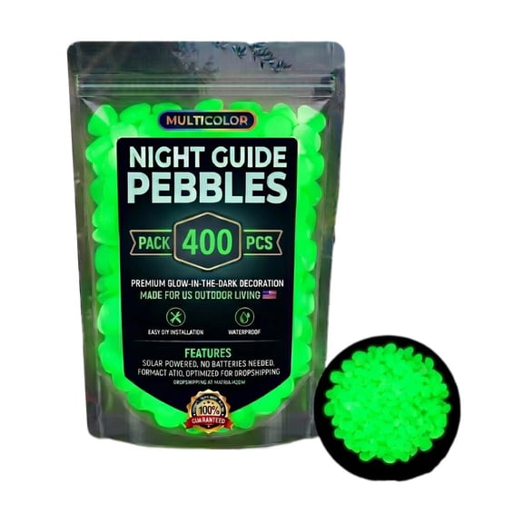 2026 Glow-in-the-Dark Garden Pebbles 400PCS, Rainbow Luminous Stepping Stones, Waterproof Landscape Rocks for Pathway Patio Aquarium Decor