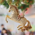 thumbnail image 1 of 2026 Gold Rhinestone Acrylic Horse Pendant 3.15in, Lightweight Hanging Ornament for Christmas Tree, Car Rearview Mirror, Home Wall & Window Display, Festive Gift for Family & Friends, 1 of 6