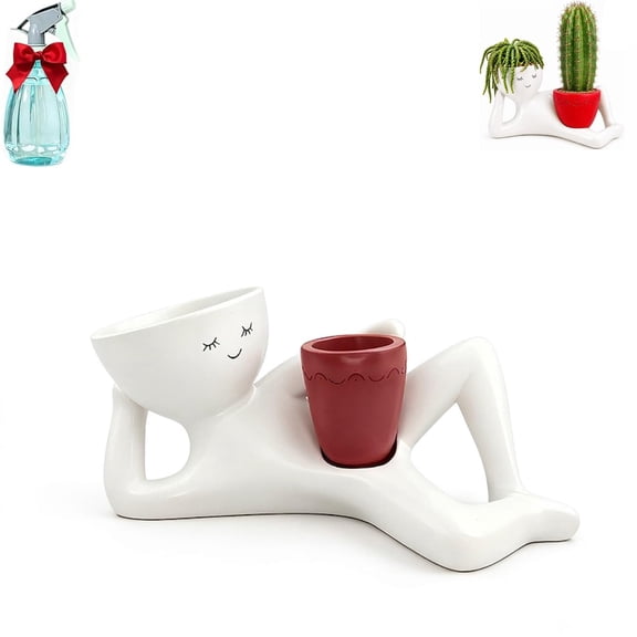 2026 Goofy Garden Planter,Goofy Plant Pots,Lazy Guy Pot with Drainage Hole,Resin Succulent Cactus Planter,for Indoor Outdoor Office Garden Decor Gift
