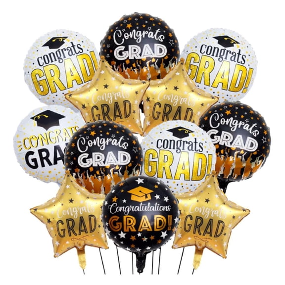 2026 Graduation Balloons Set - Pack 12, Black White & Gold Congratulations on 2026 Graduation Decorations Balloons, Congrats Grad Balloon, Grad Party Decor